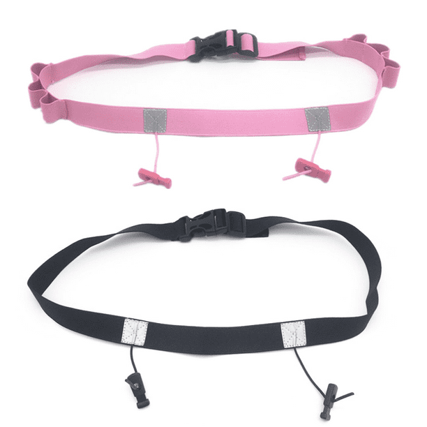 2 Pieces Race Number Belt with 6 Gel Loops for Running Cycling