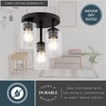 thumbnail image 6 of Park Ridge 3-Light 10.5 in. Wide Matte Black Transitional Cylinder Flush Mount Lighting Fixture, Clear Glass Shade, LED Compatible, for Low Ceilings, Bedroom, Hallway, Kitchen, 6 of 11