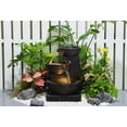 thumbnail image 1 of 24" H Cascading Bowl Water Fountain Outdoor Gray Multi-Tiered w/LEDs, 1 of 4