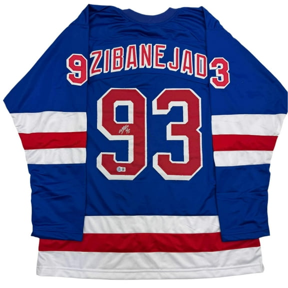 Autographed/Signed Mika Zibanejad New York Blue Hockey Jersey Beckett BAS COA