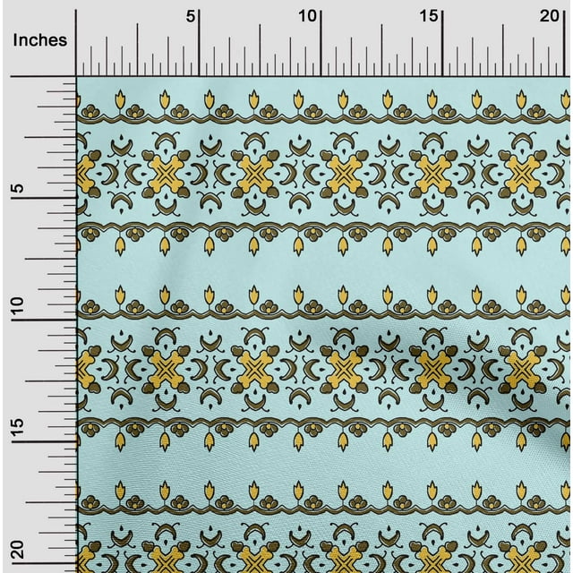 oneOone Cotton Cambric Fabric Floral Block Printed Craft Fabric BTY 56 Inch Wide