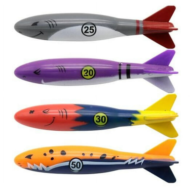 HUASHENG Underwater Diving Swimming Pool Toy Sharks Glides Up To Fun Water Games For Boys And Girls (Set Of 4 Pieces)