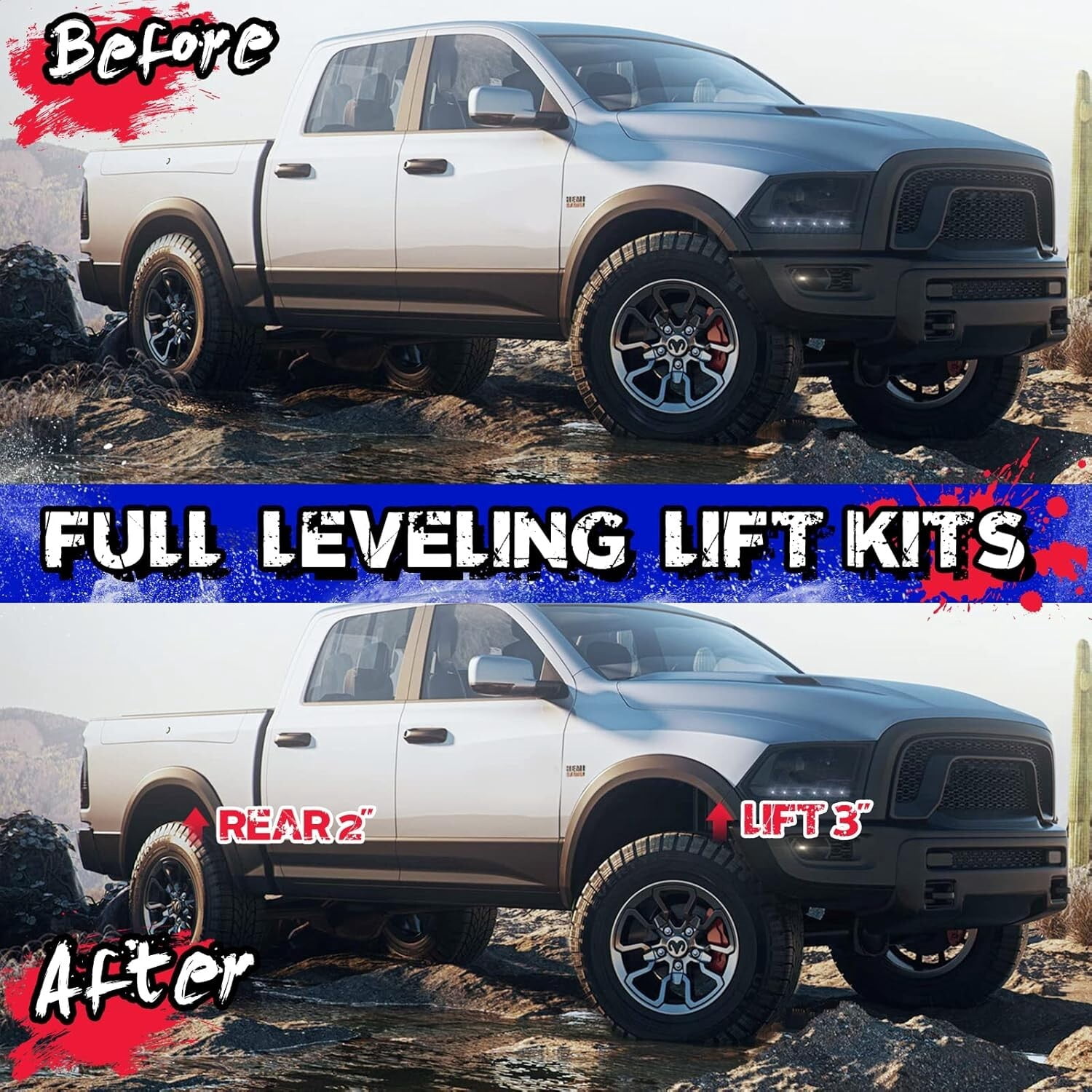 3" Front+2" Rear Leveling Lift Kit For 2009-2024 Dodge Ram 1500 2WD 4WD