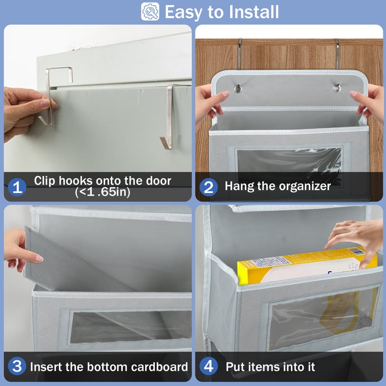 BUSATIA Over the Door Organizer with 4 Clear Shelves, Gray photo 5