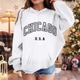thumbnail image 2 of Toddler Hoodie Chicago City Letter Print Hoodies Casual Long Sleeve Hooded Sweatshirt Top Winter Clothes Little Girls Clothes Size 3-4 Years Kids Clothes, 2 of 4
