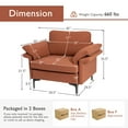 thumbnail image 4 of Costway Fauteuil d'Appoint Moderne en Tissu Canapé Simple avec Pieds en Métal Rouge Rouille, 4 of 9