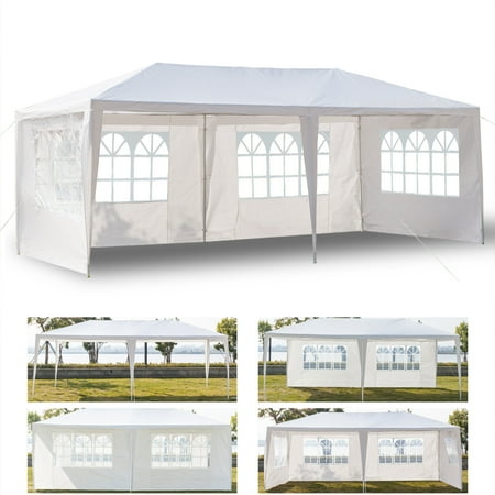 10' x 20' Canopy Tent Easy Set Up with 4 Removable Sidewalls,Protable Heavy Duty Party Sun Shade Folding Canopy Tent, Sun Shade Tent for Wedding Party Patio Pool Camping Beach, White, S10132