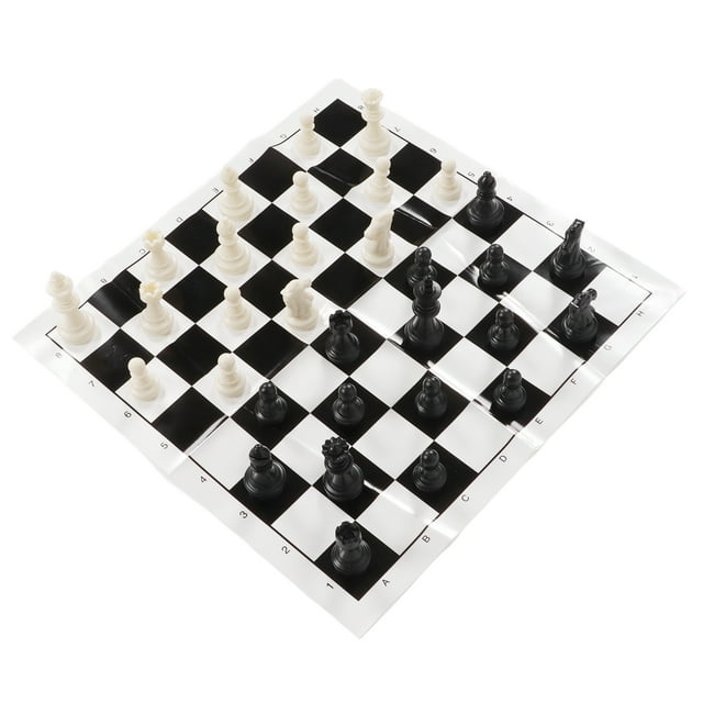 International Standard Chess Set, Wear Resistant Easy To Store Superb Craftsmanship Plastic International Chess With Chessboard For Outdoor Black+White