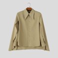 thumbnail image 2 of INCERUN Men Shirt Solid Color Lapel Long Sleeve Button Irregular Shirts For Man Streetwear Fashion Casual Tops, 2 of 8