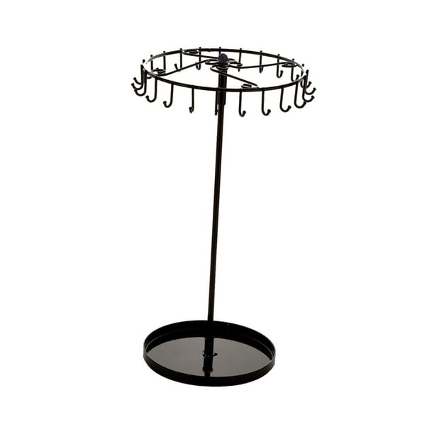 Soporte para collares con 23 ganchos Salvador organizador de joyas moderno giratorio Negro 21 cm x 36 cm