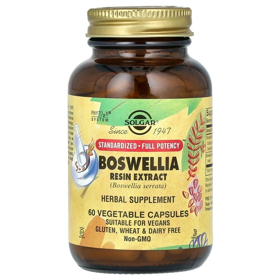Solgar Standardized Full Potency Boswellia Resin Extract, 60 Vegetable Capsules