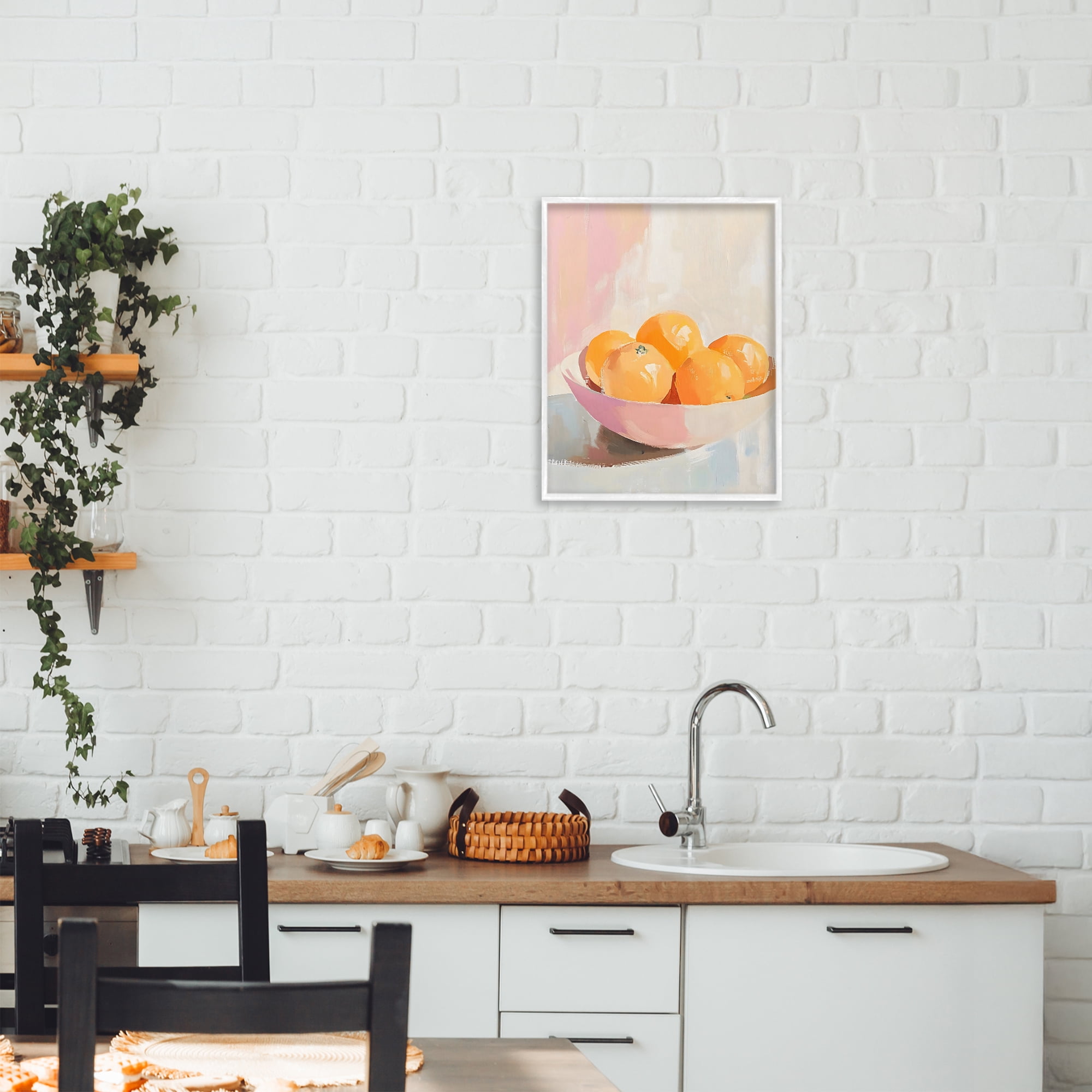 Stupell Industries Pastel Bowl of Oranges White Framed Giclee Art, design by The Prints Vibe