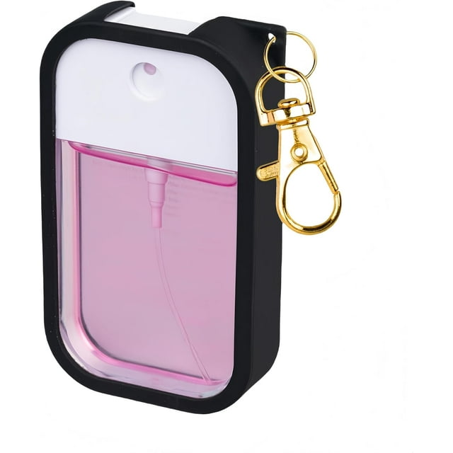 TEMOGU-Silicone Case with Bottles Hand Sanitizer Spray Kit,Protective Case with Keychain Compatible with Power Mist and Glow Mist 1.5 fl oz, Hand Sanitizer Spray Accessory (Black)