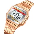 thumbnail image 3 of Water Luminous Multifunction Digital Watch With Steel Bracelet,30M Water Resistance,Octagonal Vintage Design,LED Backlight Alarm Stopwatch,For Daily Fashion Casual Wear, 3 of 8