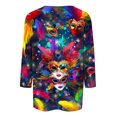 thumbnail image 4 of SOOMLON Mardi Gras Shirts Women Tuesday Tshirts Carnival Themed Party 3/4 Sleeve Tops Funny Mask Graphic Shirts Tunic Crewneck Outfits New Orleans Holiday Blouses 2025 Multicolor XL, 4 of 5