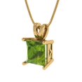 thumbnail image 2 of Clara Pucci 14K Yellow Solid Hypoallergenic Gold 2Ct Natural Peridot Princess Cut Solitaire Designer Necklace Pendant For August, 2 of 6