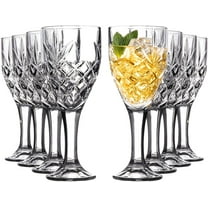 Royalty Art Vintage Highball Goblet Glassware Set, 8 Tumbler Glasses, Decorative Chalice Kinsley Design for Beer, Liquor, Wine, Water, and Beverages, Party and Event Serving