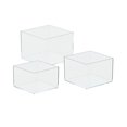 thumbnail image 4 of Caja de almacenamiento de escritorio, estuche de almacenamiento, contenedor de joyas transparente, liviano e impermeable, organizador de cosméticos 3 piezas, 4 of 8