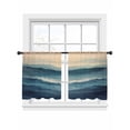 thumbnail image 2 of Abstract Art Sheer Curtains 54 Inches Long 2 Panels Modern Yellow Green Gradient Stripes Light Filtering Semi Sheer Window Curtains Drapes for Bedroom Living Room 52"x54", 2 of 7