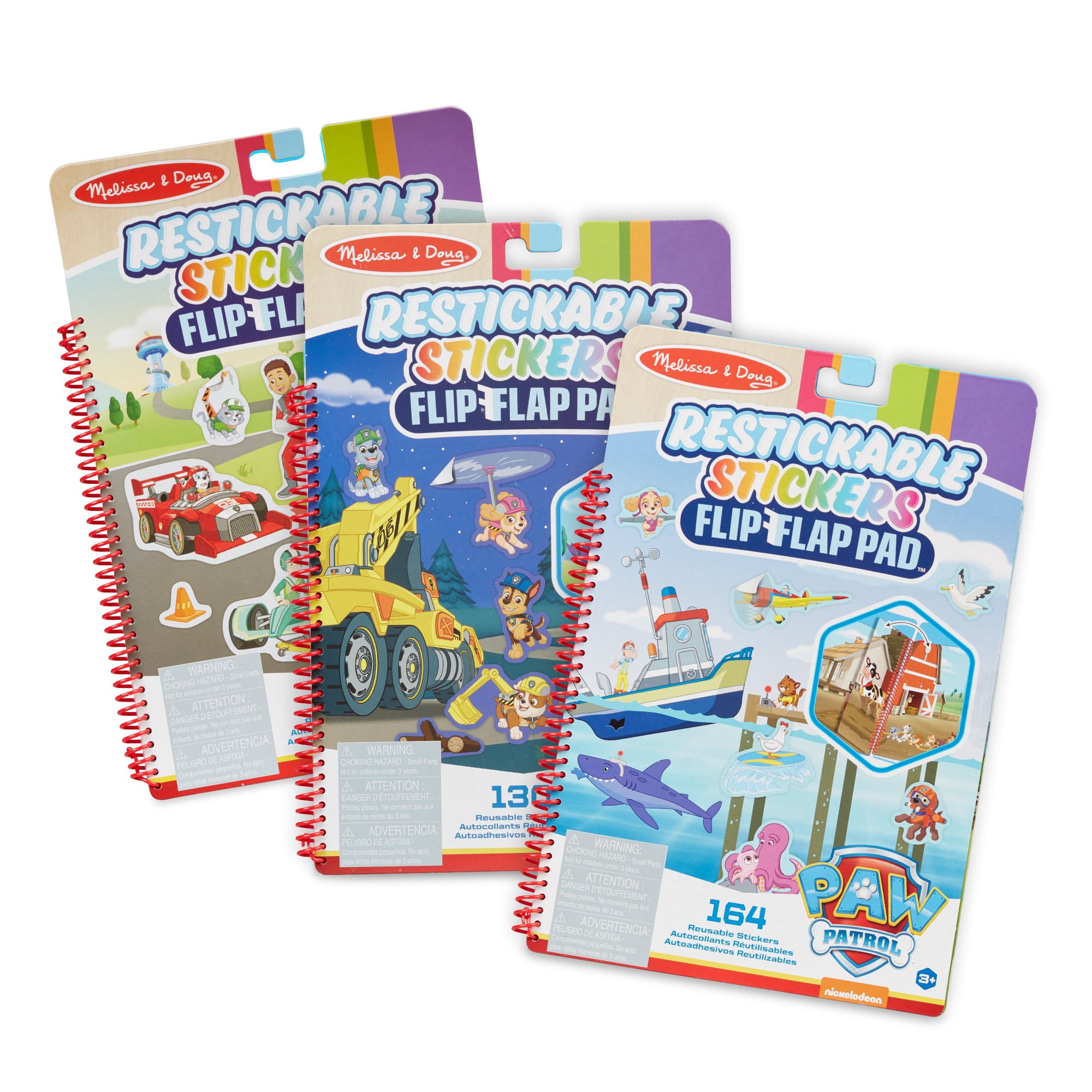 Melissa & Doug PAW Patrol™ Restickable Stickers Flip-Flap™ Pads 3-Pack (Classic Missions  Adventure Bay  Ultimate Rescue)