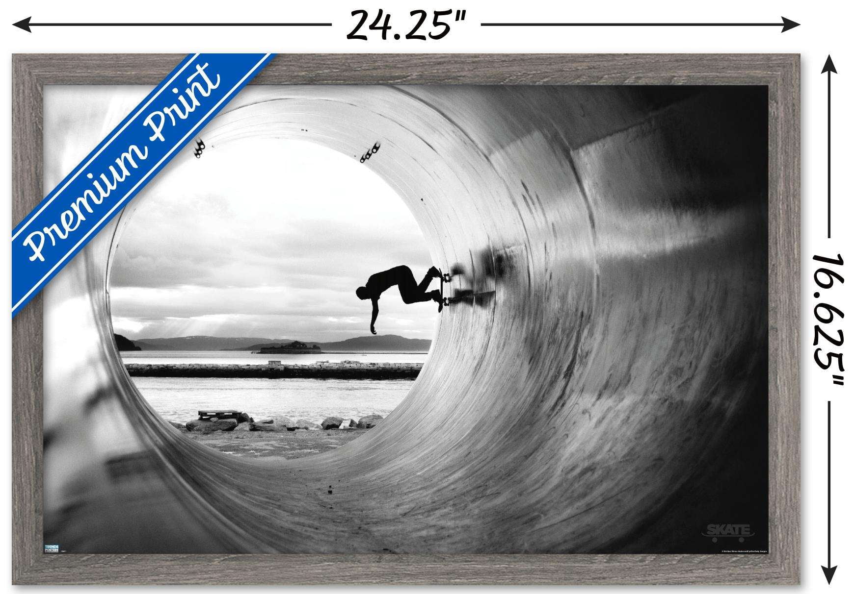 Skateboarding - Tube Wall Poster, 14.725" x 22.375", Framed