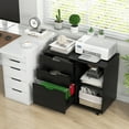 thumbnail image 2 of Giantex Rolling File Cabinet, Lateral Filing Cabinet w/Open Storage Shelves, Under Desk Storage Organizer, Mobile Printer Stand, Black, 2 of 8
