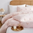 thumbnail image 3 of Nayoroom 3 Pieces Pink Tufted Heart Dot Queen Duvet Cover Boho Ultra Soft Jacquard Embroidery Shabby Chic Washed Microfiber Bedding Set, 3 of 5