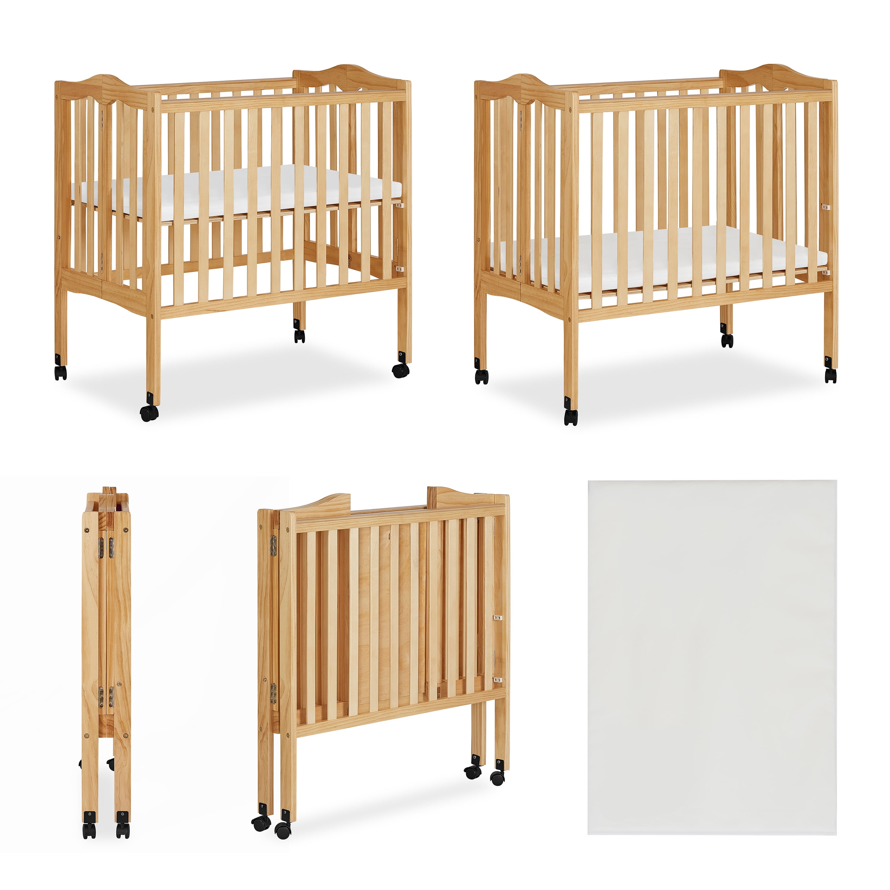Dream On Me 2-in-1 Lightweight Folding Portable Crib, Natural