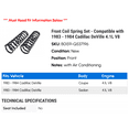 thumbnail image 2 of Front Coil Spring Set - Compatible with 1983 - 1984 Cadillac DeVille 4.1L V8, 2 of 2