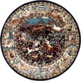 thumbnail image 1 of Unique Loom Narenj Hunting Scene Textured Rug 5' x 5' Round Navy Blue/Tan, 1 of 2