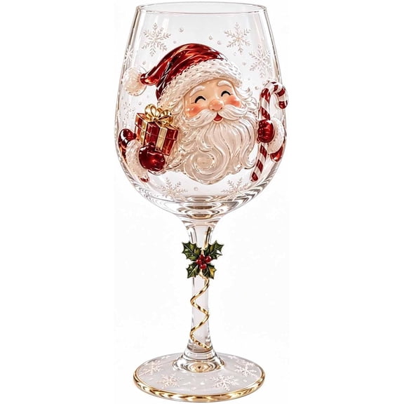 3D Embossed Christmas Wine Glass Gift Box Set,Christmas 3D Wine Glass Collection Gift Box Set,3D Christmas Wine Glasses,Festive Glassware for Wine, Cocktails, Holiday Party & Table Decor,A