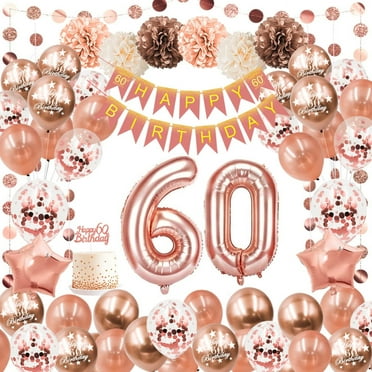 YANSION 60th Birthday Decorations for Women, Rose Gold Birthday Party Decoration Balloon for Women Lady Birthday Decoration Supplies