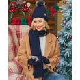 thumbnail image 3 of FZ FANTASTIC ZONE Womens Winter Beanie Hats Long Scarf Neck Touchscreen Gloves Set Knitted Pompom Cap with Thermal Fleece Lined, 3 of 6