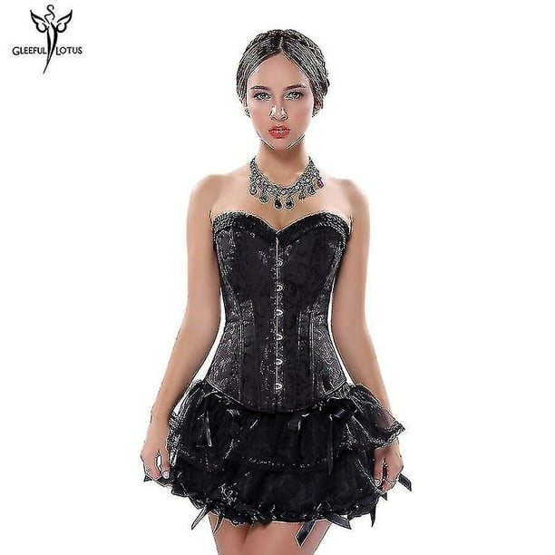 Plus Size Satin Bustier Corsets Gothic Lace Up Overbust Boned Waist Trainer  Top