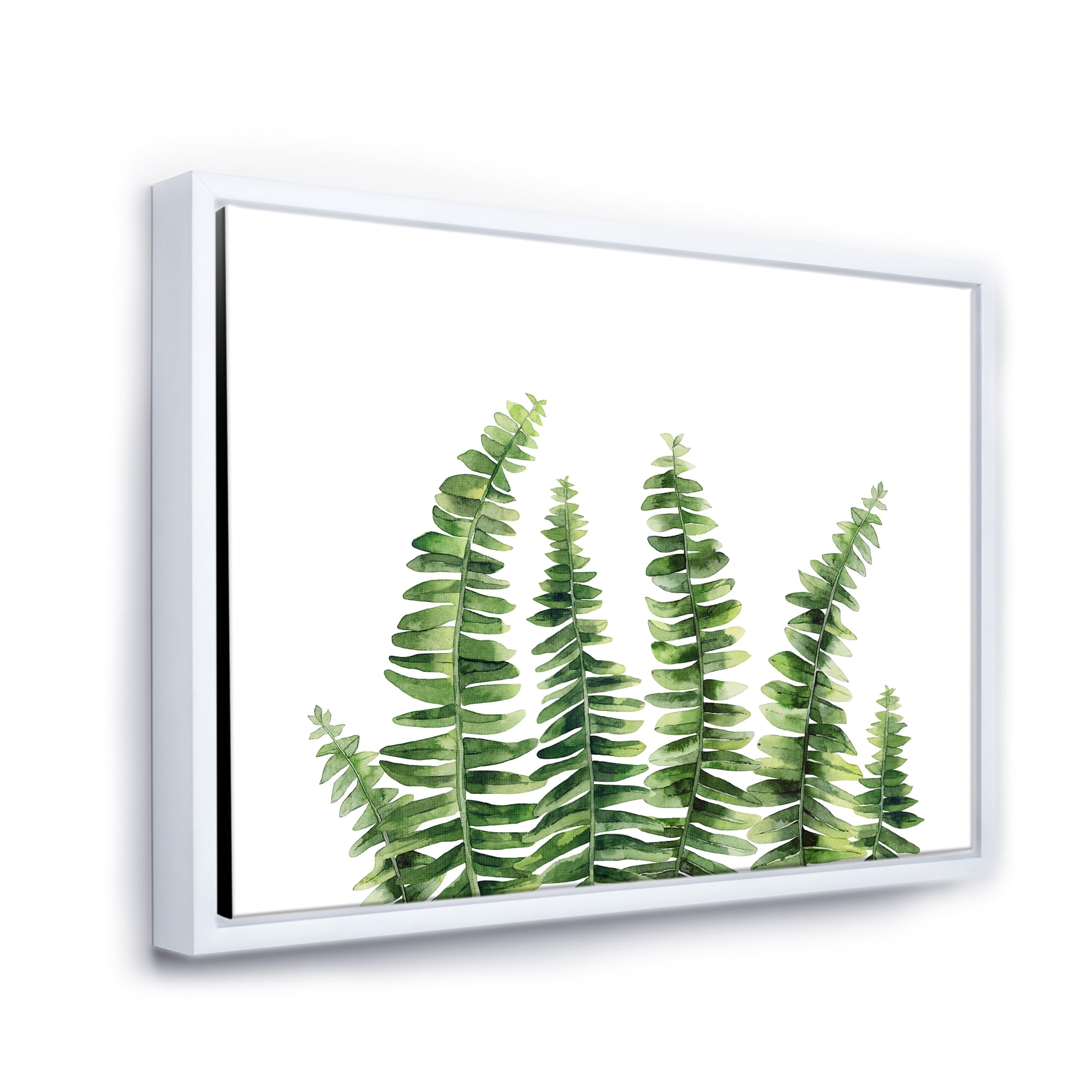 Designart 'Fern Plant Leaves Detail II' Farmhouse Framed Canvas Wall Art Print