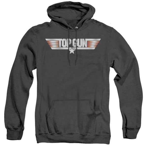 Top Gun Logo Adult Heather Hoodie Sweatshirt Black