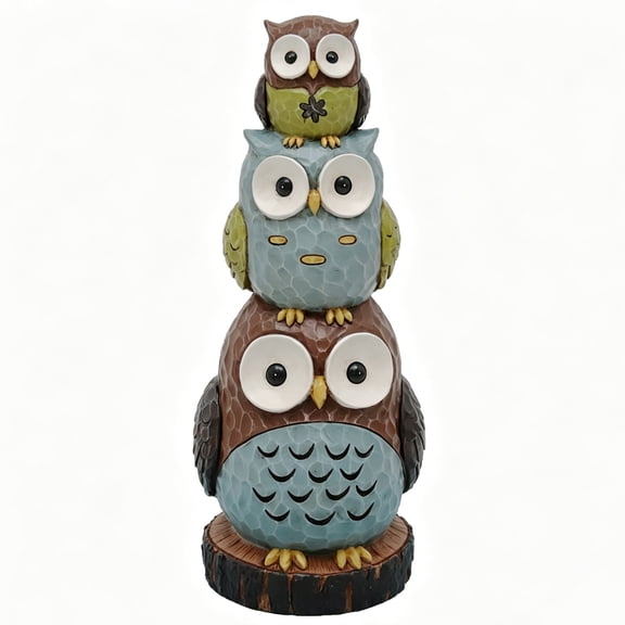 Abble 18" Stacking Owls Sculpture Garden Statue