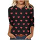 thumbnail image 1 of Camisetas Casuales de las Mujeres 3/4 Manga Cuello Redondo Impreso Blusa Imitación Estante Tela, Camiseta de Moda Superior para el Hogar Diario Y Desgaste Casual Todo el Año, 1 of 1