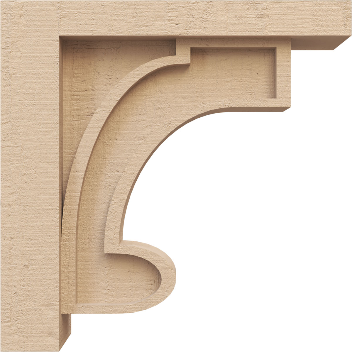 3"W x 12"D x 12"H Thin Alma Rough Cedar Woodgrain TimberThane Corbel, Primed Tan