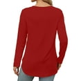 thumbnail image 4 of miqiqism Great discounts！Women Shirts Round Neck Pullover Tops Loose Tunic Blouses Solid Tees Juniors Long Sleeve Clothing Fall,Solid_Red,Medium, 4 of 5
