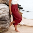 thumbnail image 5 of iHPH7 Womens Cotton Cropped Pants Loose Capri Gauze Pants Elastic Waist Trousers Linen Blend Lightweight Capris for Women Cotton Pants for Women Palazzo Capris for Women (S-XXL), 5 of 7