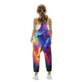 thumbnail image 4 of MKOSPLRT Overall Jumpsuits for Girl V Neck Sleeveless Baggy Jumpsuits Sparkly Print Spaghetti Strap Harem Long Overalls with Pockets, 4 of 6