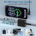 thumbnail image 2 of Charging Block, PD 20W USB C Charger Block with 6FT USB C to C Charging Cable, Type C Block USB C Wall Charger Power Adapter Fast Charging Station with Type C Phone Charger Cords, Black, 2 of 7