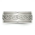 thumbnail image 3 of Chisel Stainless Steel Brushed and Polished Scroll Design 9mm Ridged Edge Band, 3 of 6