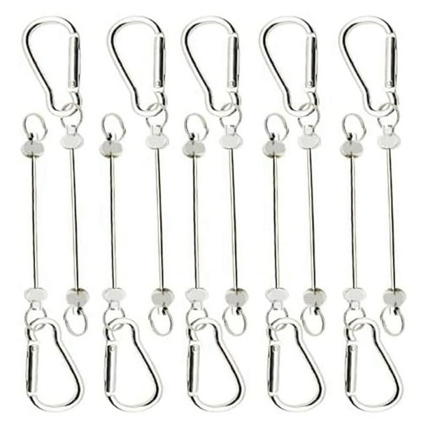 10 Piezas de Barras para Llaveros con Cuentas, Pequeños Clips de Mosquetón, Llaveros con Cuentas para Manualidades (No Incluye Cuentas), Color Plateado