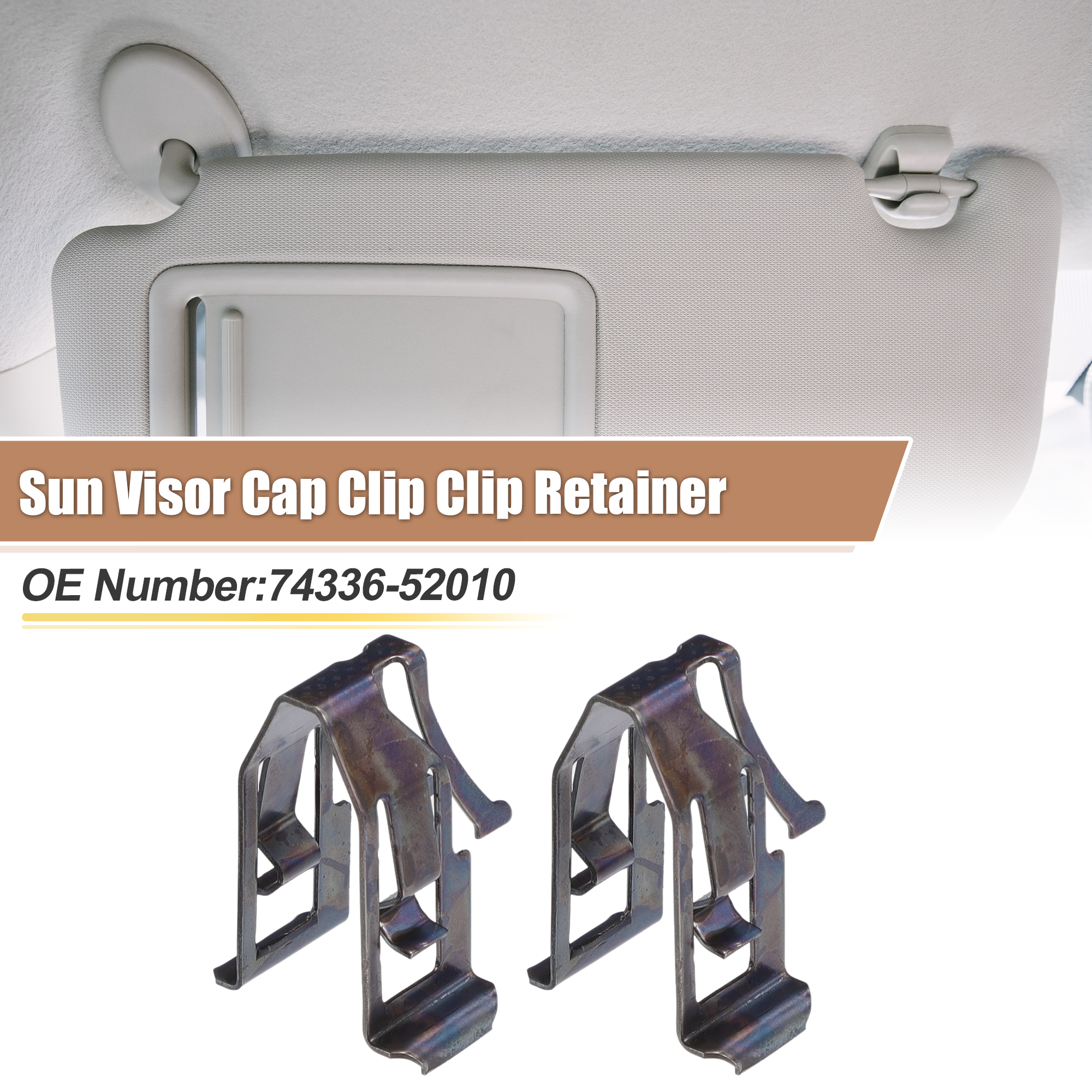 Unique Bargains 2Pcs Black Iron Sun Visor Cap Clip Retainer No.74336-52010 for Toyota