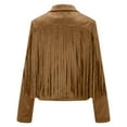 thumbnail image 6 of Womens Coats and Jackets Clearance Plus Size Tassels Fringe Faux Suede Leather Cowboy Style Long Sleeve Cardigan Coat, 6 of 6