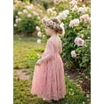 thumbnail image 3 of 2Bunnies Girls' 12M-12yr Paisley All-Over Lace V Back Long Sleeve Maxi Flower Girl Dress, 3 of 7
