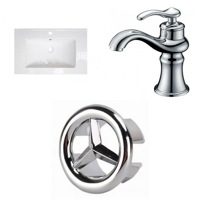 American Imaginations 24-in. W 3H8-in. Ceramic Top Set In White Color - Overflow Drain Incl. AI-24447
