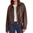 thumbnail image 6 of PRETTYGARDEN Faux Leather Motorcycle Jackets Womens Coat Cropped, Zip Up Collared, Trendy Fall Outerwear, Gathered Hem, Winter Layering Clothes, Casual Going Out Date Night Outfit, 6 of 8